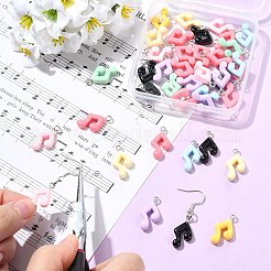 不透明樹脂ペンダント40個  音符  プラチナ鉄ループ付き  ミックスカラー  13.5x18.5x4.5mm  穴：2mm&nbsp;RESI-CJ0005-30