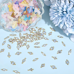 64 pièces 8 styles en laiton pavé clair connecteur de zircone cubique breloques&nbsp;KK-ME0004-10