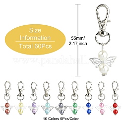 60 шт. 10-х цветные подвесные украшения в виде ангела из акрила и сплава&nbsp;HJEW-CJ00064