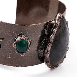 Открытые браслеты-манжеты из натурального лабрадорита&nbsp;BJEW-A130-01