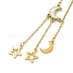 Ионное покрытие (ip) 304 нержавеющая сталь pave ракушки луна и звезды подвеска ожерелье&nbsp;NJEW-C057-02G