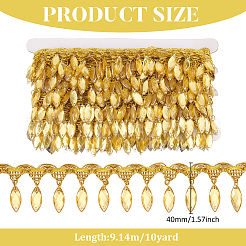 Nastro in pizzo di poliestere con nappa con ciondoli in plastica&nbsp;OCOR-WH0078-202B-01