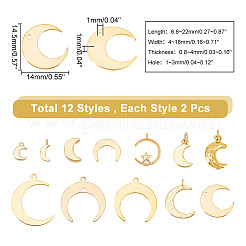 24шт 12 стильные латунные подвески&nbsp;KK-AR0002-63