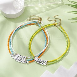 5шт 5 стильных стеклянных и пластиковых ожерелья из бисера NJEW-JN04316