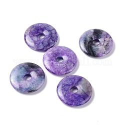 Colgantes de dolomita natural, teñido, donut / pi disc, púrpura, 40x5mm, diámetro interior: 8 mm