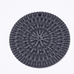 アクリルパーツ  模造ラタン編み風  フラットラウンド  スレートグレイ  47x5mm  穴：2mm