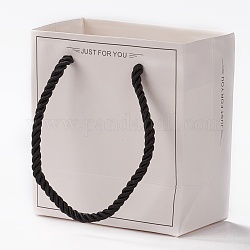 Kraft Paper Bags, with Handles, for Gift Bags and Shopping Bags, Rectangle, White, 12x11x6cm