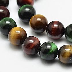 Natürlichen Tigerauge Perlen Stränge, Runde, Klasse A, Mischfarbe, 4 mm, Bohrung: 0.8 mm, ca. 93 Stk. / Strang, 15.5 Zoll