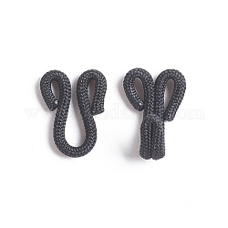 Hebillas de latón de trébol de tela, ganchos de coser y cierre de ojos, para sujetador ropa pantalones falda costura diy artesanía, negro, 30x12.5x2~8.5mm, agujero: 2x5 mm