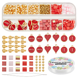 NBEADS About 470 Pcs Tila Beads Kit, Mother's Day Bracelet Making Kits Including Seed Beads Heart Alloy Enamel Charms for Mother's Day Valentine's Day Jewelry Design Necklace Bracelet Earring Making