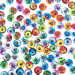 Pandahall Elite Glas Cabochons, flach rund mit Augen-Muster, Farbig, 10x4 mm, 100 Stück / Beutel, 1 Beutel / Karton