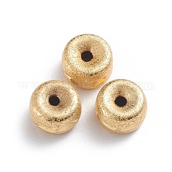 Perles texturées intercalaires en laiton, Plaqué longue durée, donut, or, 10x6mm, Trou: 2mm