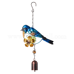 Wind Chimes, Iron Art Bird Pendant Decorations with Glow in the Dark Ball, Deep Sky Blue, 330mm, bird: 97x178x41mm