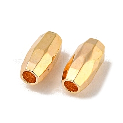 Brass Beads, Faceted, Barrel, Real 18K Gold Plated, 5x2.5mm, Hole: 1.2mm