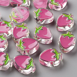 Perles acryliques émail transparent, fraise, camélia, 25.5x19x9mm, Trou: 3.5mm
