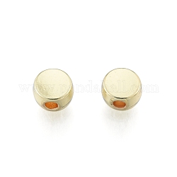Perles en alliage, sans cadmium et sans plomb, plat rond, or clair, 5.5x3mm, Trou: 1.6mm