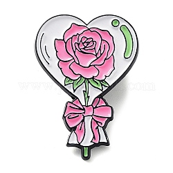 Черные броши из цинкового сплава ко Дню святого Валентина, женские булавки с розовой эмалью, июньская роза, 30x21x1.5 мм