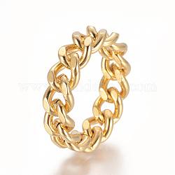 Unisex 304 anelli in acciaio inossidabile, anelli per le dita con catene a cordolo con taglio a diamante, Anelli a banda larga, oro, formato 7, 17mm, 7mm