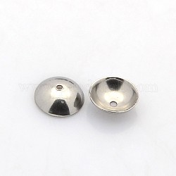 Apetalous Half Round 304 Stainless Steel Bead Caps, Stainless Steel Color, 6x2mm, Hole: 0.5mm, Inner Diameter: 5mm
