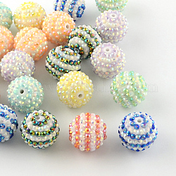 Ab-Farbe Perlen Harz Strass Runde, mit Acryl-Perlen im Inneren, Mischfarbe, 20 mm, Bohrung: 2~2.5 mm