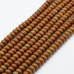 Legno naturale perline pietra pizzo fili, rondelle, 6x4mm, Foro: 1 mm, circa 96~97pcs/filo, 15.3 pollice (39 cm)
