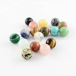Бисер из натурального и синтетического камня, сфера драгоценного камня, для проволоки, свернутой подвесками материалы, нет отверстий / незавершенного, круглые, разноцветные, 12 мм