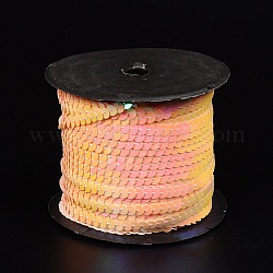 Пластиковые пайетки / блестки, AB цвет, свет коралловый, 6 мм