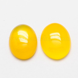 Natural Agate Cabochons, Grade A, Dyed, Oval, Yellow, 30x22x7mm