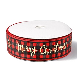 1 rollo de cintas de grogrén de poliéster con estampado navideño, cintas planas de copo de nieve de santa claus, de color rojo oscuro, 1 pulgada (25 mm), alrededor de 20.00 yarda (18.29 m) / rollo