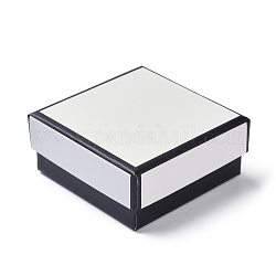 紙ジュエリーセットボックス  黒いスポンジを使って  ネックレスとイヤリング用  正方形  ホワイト  7.2x7.3x3.1cm