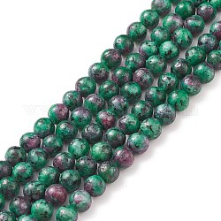 Round Dyed Natural Gemstone Bead Strands,  Imitation Ruby in Zoisite Beads Strands, 6mm, Hole: 1mm, about 60pcs/strand, 14.5 inch