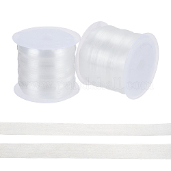 Benecreat 2 Rollen 2 Stil transparenter elastischer Schultergurt, zum Nähen von BH-Trägern machen, Transparent, 8~10x0.2 mm, 1roll / style