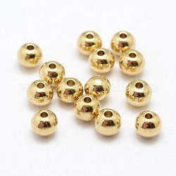 Perles en laiton, sans nickel, ronde, brut (non plaqué), 5x4mm, Trou: 1mm