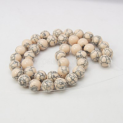 Kunsttürkisfarbenen Perlen Stränge, gefärbt, Runde, papayawhip, 10 mm, Bohrung: 1 mm, ca. 40 Stk. / Strang, 15.7