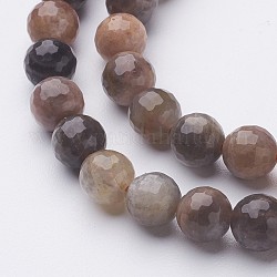 Brins de perles de pierres noires naturelles, facetté (128 facettes), ronde, 8mm, Trou: 0.5mm, Environ 48 pcs/chapelet, 14.7 pouce (375 mm)