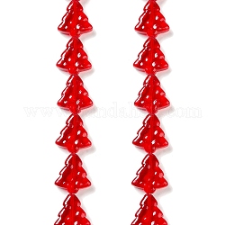 Chapelets de perles en verre transparent, arbres de Noël, rouge, 15.5~16x14.5~15x4.5~5mm, Trou: 1mm, Environ 40 pcs/chapelet, 25.20~25.59 (64~65 cm)
