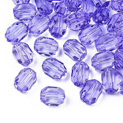 Perles en acrylique transparente, ovale, facette, mauve, 14x10x10mm, Trou: 2mm