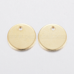 304 Stainless Steel Charms, Stamping Blank Tag, Flat Round, Golden, 12x1mm, Hole: 1.2mm