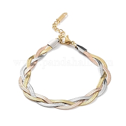 Placage ionique (ip) 304 bracelet à chaînes à chevrons en acier inoxydable pour femme, multicolore, 6-7/8 pouce (17.5 cm)