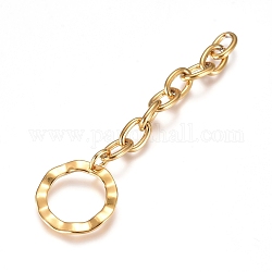 304 prolunga per catena in acciaio inossidabile, catena portacavi, con pendenti, anello rotondo, oro, 70mm, link: 9x6x1.4 mm