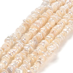 Naturali keshi perline perle fili, perla d'acqua dolce coltivata, perle barocche, pepite, grado 5 un, beige, 3.5~5x3~4x1~3mm, Foro: 0.7 mm, circa 204~216pcs/filo, 14.37~14.57 pollice (36.5~37 cm)