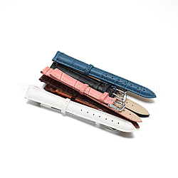 Correas de reloj de cuero, con 304 cierres de acero inoxidable, color mezclado, 82~115x14x4~4.5mm