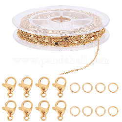 Наборы для изготовления ожерелья-цепочки beebeecraft diy, включая цепь из латунных звеньев и кольца для прыжков, 304 из нержавеющей стали пряжки, золотые, цепь: 32.8 фут (10 м)/комплект