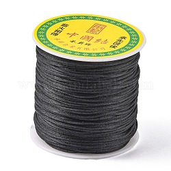 Fil de nylon, corde de satin de rattail, noir, 1.0mm, environ 76.55 yards (70 m)/rouleau
