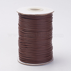 Cordes en polyester ciré coréen, brun coco, 1.5mm, environ 87.48~92.95 yards (80~85 m)/rouleau