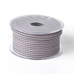 Cordón trenzado de cuero, cable de la joya de cuero, material de toma de diy joyas, gris pizarra, 6mm, alrededor de 16.4 yarda (15 m) / rollo