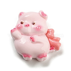 豚をテーマにした不透明樹脂カボション  面白い豚  ピンク  23.5x24.5x8.5mm