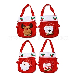 4pcs 4 estilos de bolsas de dulces de terciopelo de navidad decoraciones, bolso de muñeca de dibujos animados con cordón, con mango, para la fiesta de navidad adornos de regalo, rojo, 37.5x20 cm, 1pc / estilo