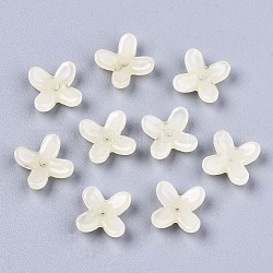 Perles de verre imprimées par pulvérisation, jade d'imitation, fleur, beige, 12x9.5x3.5mm, Trou: 1mm