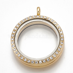Сплав магнитные подвески медальон, горный хрусталь и стекло, плоско-круглые, кристалл, 37x30.5x7.5 мм, отверстие : 3.5 мм, внутренний диаметр: 23 мм